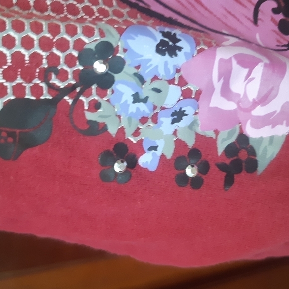 🌺Disneys mini mouse long sleeve shirt girls size small pink flowers sparkles - Picture 5 of 9